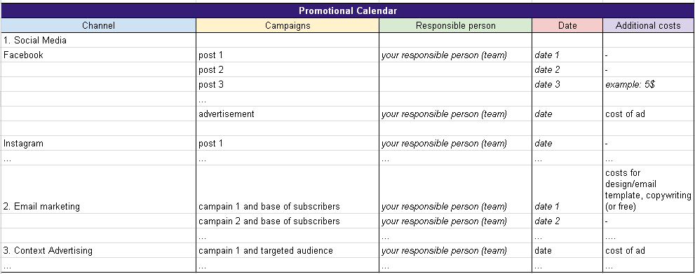 promotional table